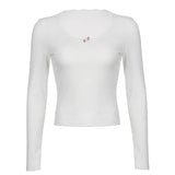 Lace Trim White Ribbed Knit Top-Outfit
