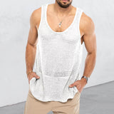 Toloer Spring And Summer Men's Casual Top Tank Top Sleeveless Knit Pure Color Men's Sweater