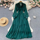 Beach Red Maxi Dress Women Elegant Hollow Out Korean Holiday Split Dress Female Casual Long Sleeve Fairy Party