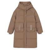 Long Down Cotton Clothes Female 2024 Winter New Advanced Feeling Style Over The Knee Cotton-Padded Jacket Loose And Thick Hooded Padded Clothes-Outfit