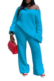 Toloer New Women's Wear Casual Solid Color Loose Knit Suit-Outfit
