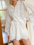 2025 New French Embroidered Shirt Women's Long-Sleeved Design Sense Women's Clothing Style White