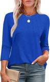 2025 New Fashion Casual Roll Collar Seven-Sleeve Top Bottom