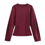 New Double-Sided Round Collar Blouse 3641859 Elastic Casual Trousers
