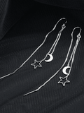 Star Moon Decor Tassel Earring-Outfit