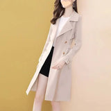 Fashion Foreign Style Apricot Thin Windbreaker Female In The Long Spring 2024 New Straight Tube Show Thin Versatile Coat-Outfit