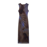 Women's Clothing 2025 Spring New Sleeveless Folding Decorative Fan Flute Dress Dress