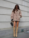 Women's Autumn New Fashion Asymmetric Blending Short Loose Coat