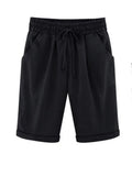 Summer Cotton Shorts Women Elasticity Waist Harajuku Lace Up Green Women's Oversize 8XL Knee Length Pants Trousers