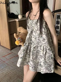 Summer Tanks 2023 Ropa Mujer Sweet Print Backless Loose Camis Oversized Tops Fashion Korean Sling Vest Women's