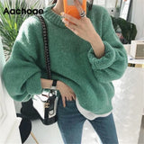 Sweater Women 2021 Autumn Winter Solid O Neck Pullover Sweaters Korean Style Knitted Long Sleeve Jumpers Casual