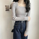 Toloer Collar Bottom Shirt Women's 2023 Autumn Winter New Knitting Low Coltleneck Sweater Short Black Bubble Sleeve Jacket