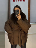 Autumn And Winter Women's Clothing Fashionable Thick Cotton Clothes Long Sleeves Removable Collar Splicing Coat
