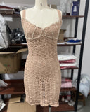 2025 Women's New Fashion Temperament Suspension Beach Pearl Short Dress Knitted