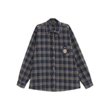 Toloer Couples Retro Badge Plaid Shirt Men And Women 2024 Spring And Autumn New Long Sleeve Versatile Shirt