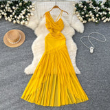 Dress Women's Holiday Dress 2025 New Heart Machine Shoulder Slings Irregular Bagged