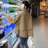 Temperament Long Sleeve Coat Female 2024 Spring Korean Version Of The New Small Coat Loose And Versatile Short Casual Windbreaker-Outfit