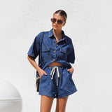 Vintage Casual Loose Shorts Denim Two-Sleeve Women's Spring And Summer