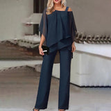 Sleeve Top Trousers Women Casual Irregular Party Set Elegant Two Sets 2025 Spring And