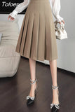 High Waist Short/Extended/Mid-length Skirts Vintage Solid Harajuku A-LINE Womens Korean Causal A-line Zipper Chic