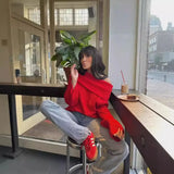 Women's Clothing New Pure Color Long Sleeve Straight Shoulder Collar
