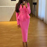 And Elegant Suit Deep V-Neck Repair T-Shirt With Ass Skirt Two-Piece