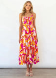 Summer Women's New Commuting Sleeveless Hot Girl Prints Long Sling Dress