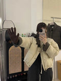 Korean Small Standing Collar Short Cotton Clothing Women's Winter 2024 New Sweet Bump Color Loose Bread Coat-Outfit