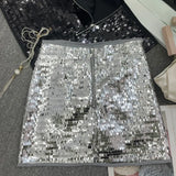 Shooting Heavy Industry Flash Shiny Piece High Waist Thin A Short Skirt Picts Anti-Walking Bag Hip Step Skirt