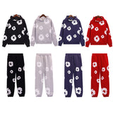 Trend Sports Shirt Hip-Hop Wood Cotton Printing Suit High Street Loose Hooded Suit-Outfit