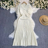 Summer Famous Lady Thousand Gold Style Slim Thin Short Sleeve Knitted Dress Fishtail Dress Femininity