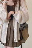 Knitted Cardigan Women Casual V-Neck Soft Long Sleeve Korean Sweet Knitted Sweater Office Lady Coat Cardigans