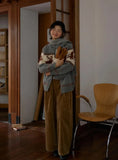 Reindeer Print Knitted Cardigan-Outfit