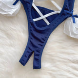 Blue Strappy Costume Bodysuit Lingerie-Outfit