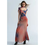 Backless Maxi Dress Women 2024 Summer Bodycon Elegant Sexy Tie Dye Outfits Ladies Birthday Party Club Dresses-Outfit