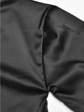 Satin Long Sleeve Buttoned Crop Blouse-Outfit