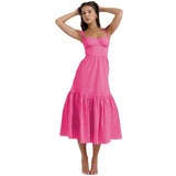 Women's Clothing 2026 Spring And Summer New Sweet Spicy Slings Solid Color A Smash Flower Cake Dress
