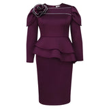 Fashioned Long-Sleeved Leaf Dresses Banquet Party Club Bian Hupus