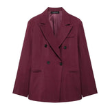 2025 New Women's Retro Casual Double-D Row Blazer High-Rise Straight Trousers