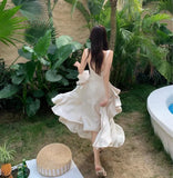 Toloer Holiday Backback Satin Sling Dress Female Early Spring 2023 New High Waist Slim Advanced Feeling
