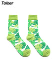 Men Socks Cartoon Cactus Flower Leaf Wood Plant Harajuku Funny Happy Hip Hop Skate Male Cotton Sock Street Style