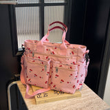Printed Cherry Large Capacity Shoulder Bag-Outfit