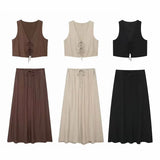 New Texture Vest Top 8338772 Long Dress