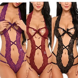 New Sexy Hollow Open Back Perspective Strap Bow Lace Lace Lingerie