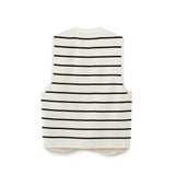 Women's Street Fashion Urban Leisure Knitted Striped Vest Vest Sweater 3519032-Outfit