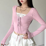 Autumn Fake Two Pure Sweet And Spicy Style Long-Sleeved T-Shirts INS Minority Sweet Young Girls Feel Bow Tie Blouse-Outfit