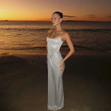 Silver Wrap Design Strap Maxi Dress-Outfit