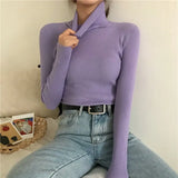 Turtleneck Pullovers Sweaters Women 2022 Autumn Winter Primer Shirt Long Sleeve Short Slim-fit tight Jumper Tops