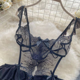 Sheer Lace Design Bodysuit Lingerie-Outfit