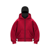 And Winter Personality Double Hat Design Hoodie Zipper Open Shirt Casual Coat